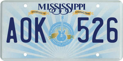 MS license plate AOK526