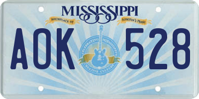 MS license plate AOK528