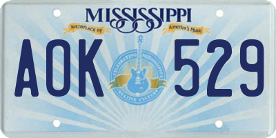 MS license plate AOK529