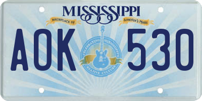 MS license plate AOK530