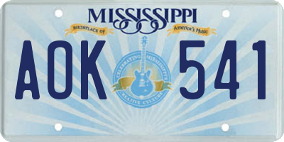 MS license plate AOK541