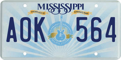 MS license plate AOK564