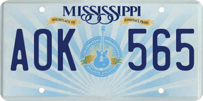 MS license plate AOK565