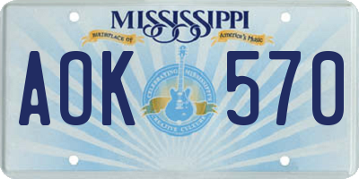 MS license plate AOK570