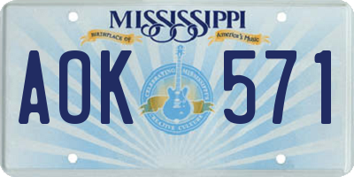 MS license plate AOK571