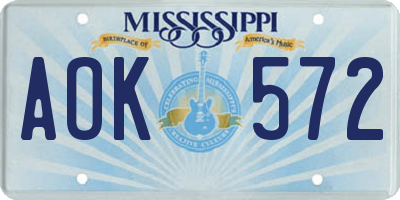 MS license plate AOK572