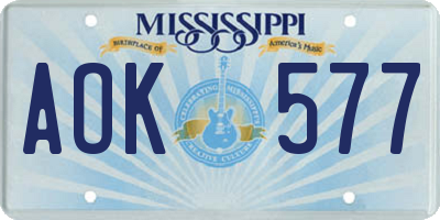 MS license plate AOK577
