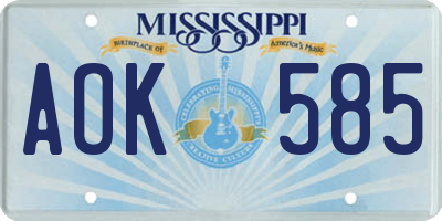 MS license plate AOK585