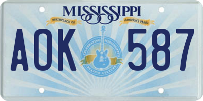 MS license plate AOK587