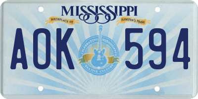 MS license plate AOK594