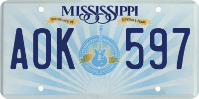 MS license plate AOK597