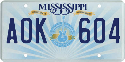 MS license plate AOK604
