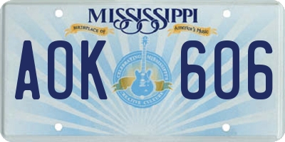 MS license plate AOK606