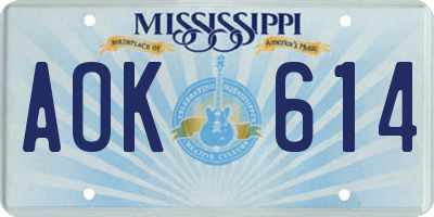MS license plate AOK614