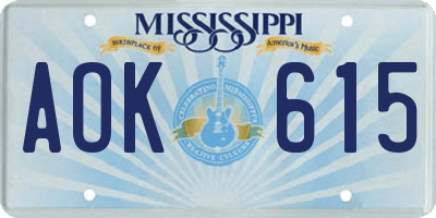MS license plate AOK615