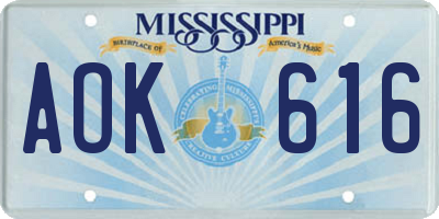MS license plate AOK616
