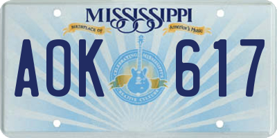 MS license plate AOK617