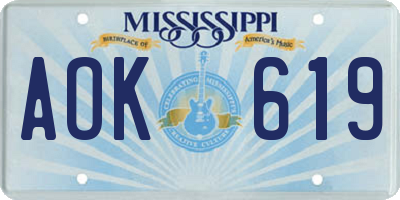 MS license plate AOK619