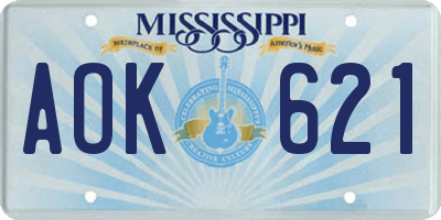 MS license plate AOK621