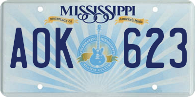 MS license plate AOK623