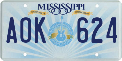 MS license plate AOK624