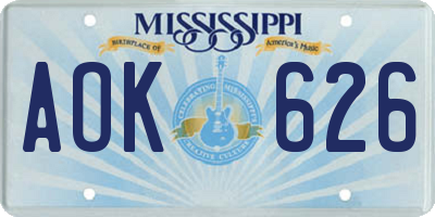 MS license plate AOK626