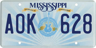 MS license plate AOK628