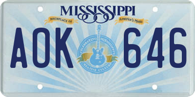 MS license plate AOK646