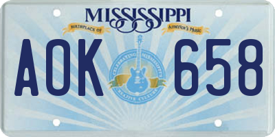 MS license plate AOK658