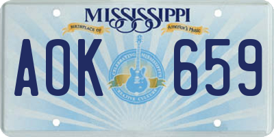 MS license plate AOK659