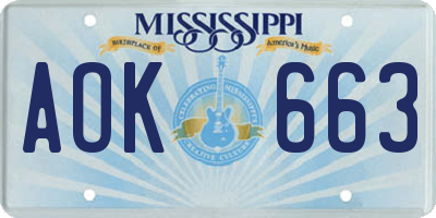 MS license plate AOK663