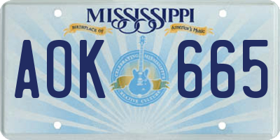 MS license plate AOK665