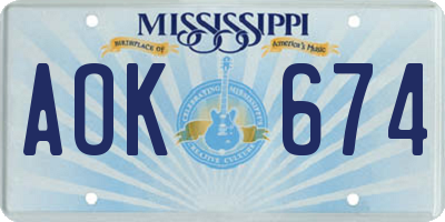 MS license plate AOK674