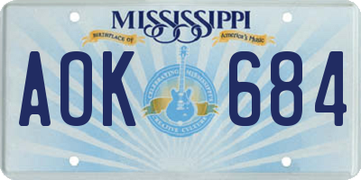 MS license plate AOK684