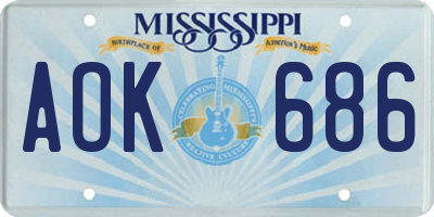 MS license plate AOK686