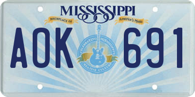 MS license plate AOK691