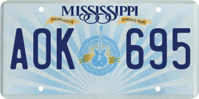 MS license plate AOK695
