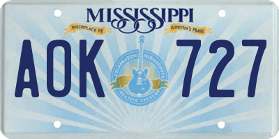 MS license plate AOK727