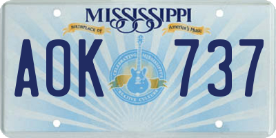 MS license plate AOK737