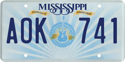 MS license plate AOK741