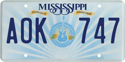 MS license plate AOK747