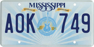 MS license plate AOK749