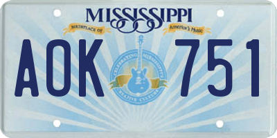 MS license plate AOK751