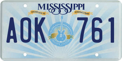 MS license plate AOK761