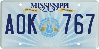 MS license plate AOK767