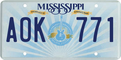 MS license plate AOK771