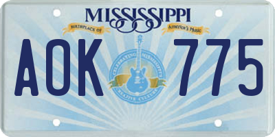 MS license plate AOK775
