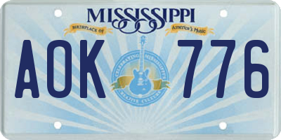 MS license plate AOK776