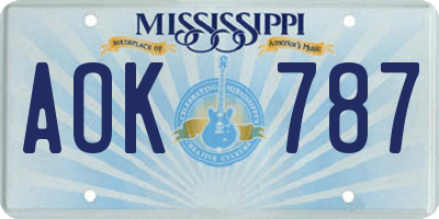 MS license plate AOK787