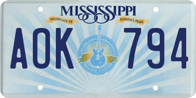 MS license plate AOK794